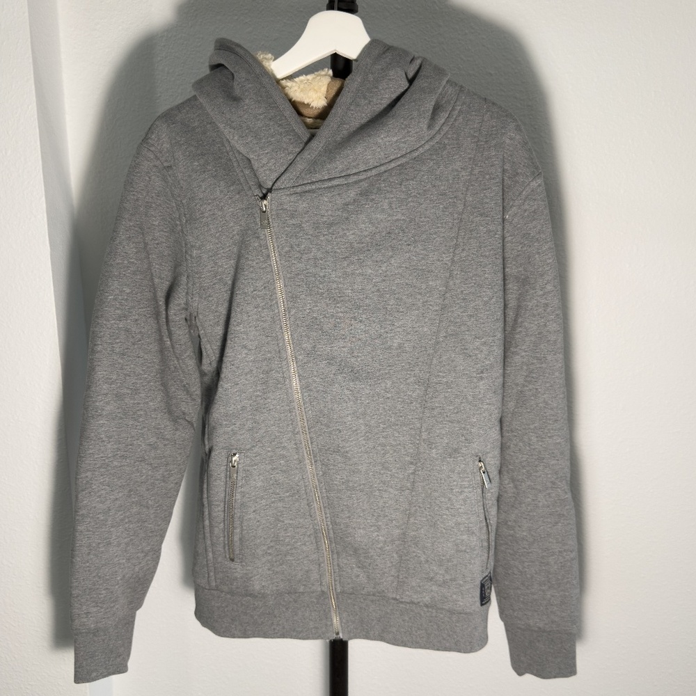 Scotch & Soda Men’s Full Zip Sherpa-Lined Hoodie, Grey